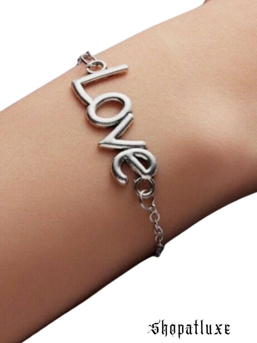 Silver Oval Link LOVE Fashion Bracelet